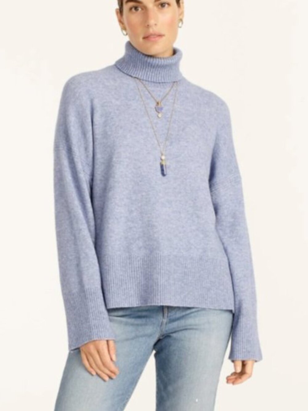 J.Crew Supersoft Wool Alpaca Turtleneck Sweater Blue 2X CE716